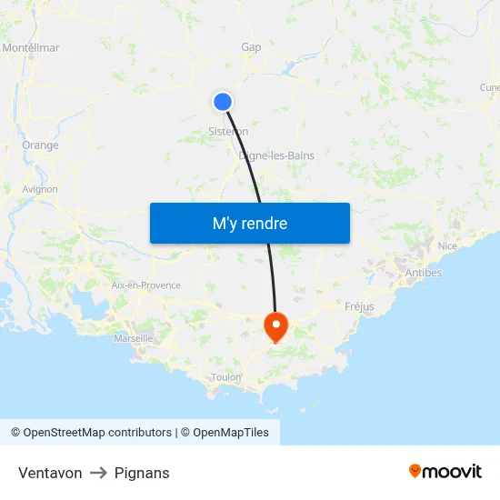 Ventavon to Pignans map