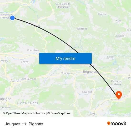 Jouques to Pignans map