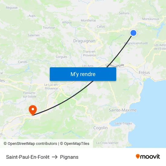 Saint-Paul-En-Forêt to Pignans map