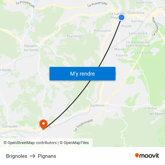 Brignoles to Pignans map