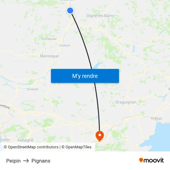 Peipin to Pignans map