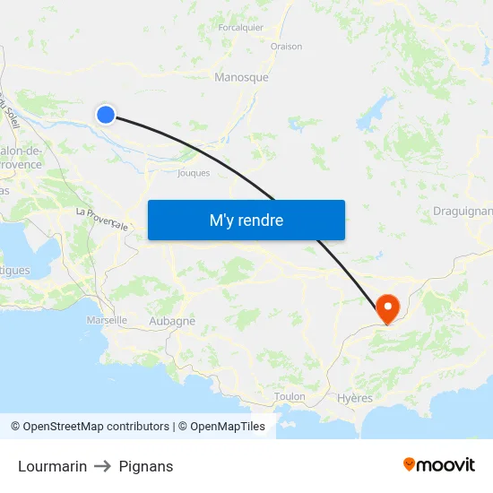 Lourmarin to Pignans map