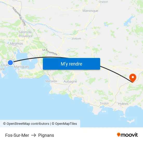Fos-Sur-Mer to Pignans map