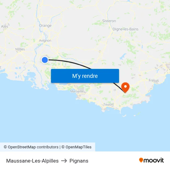 Maussane-Les-Alpilles to Pignans map