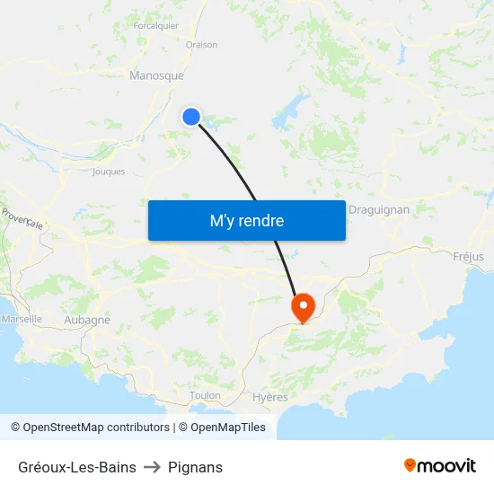 Gréoux-Les-Bains to Pignans map