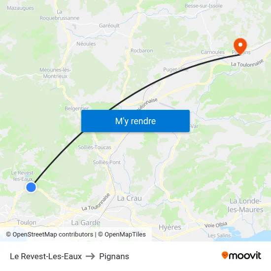 Le Revest-Les-Eaux to Pignans map