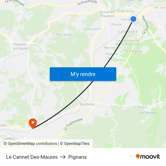 Le Cannet-Des-Maures to Pignans map