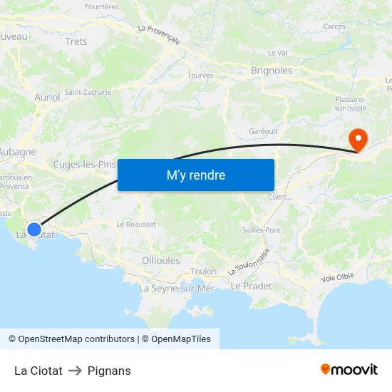 La Ciotat to Pignans map