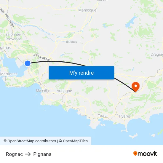 Rognac to Pignans map