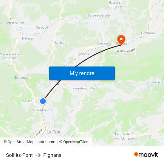Solliès-Pont to Pignans map