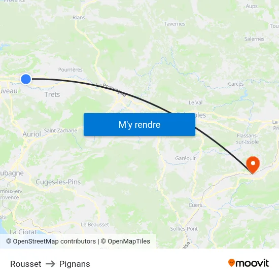 Rousset to Pignans map