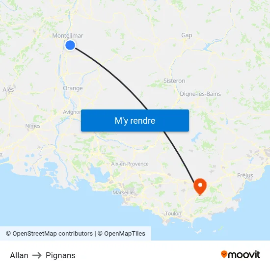 Allan to Pignans map