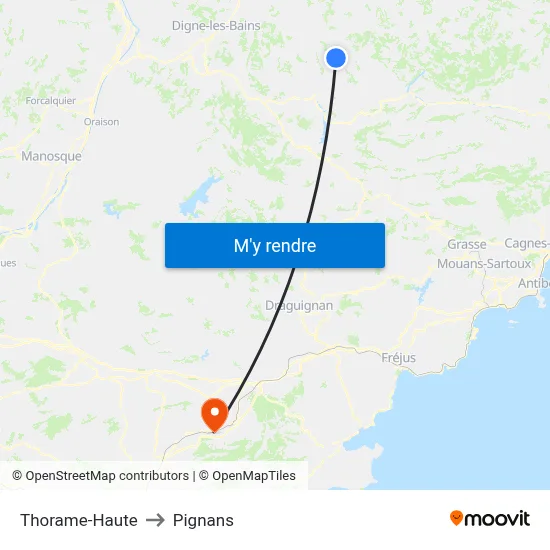 Thorame-Haute to Pignans map