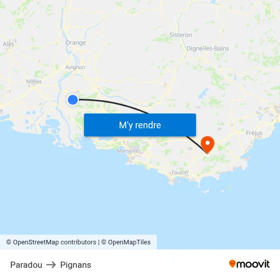 Paradou to Pignans map