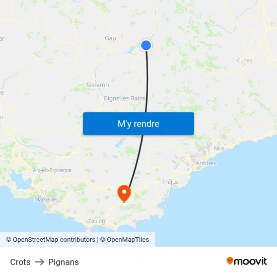 Crots to Pignans map