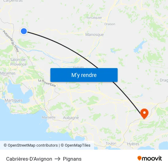 Cabrières-D'Avignon to Pignans map