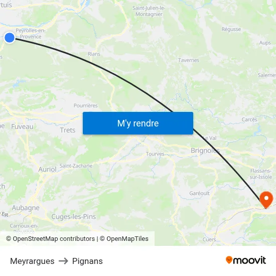 Meyrargues to Pignans map
