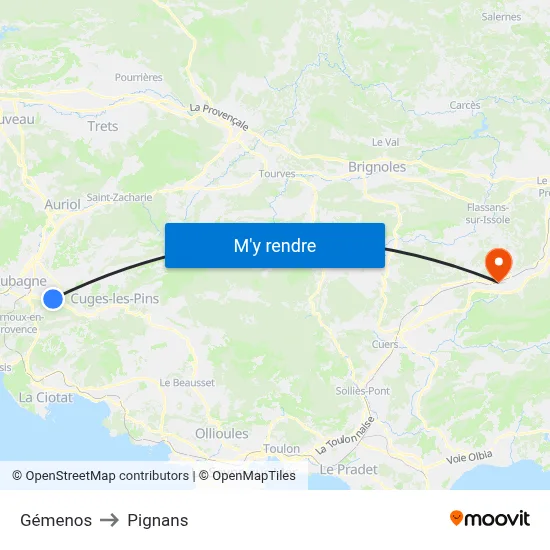 Gémenos to Pignans map