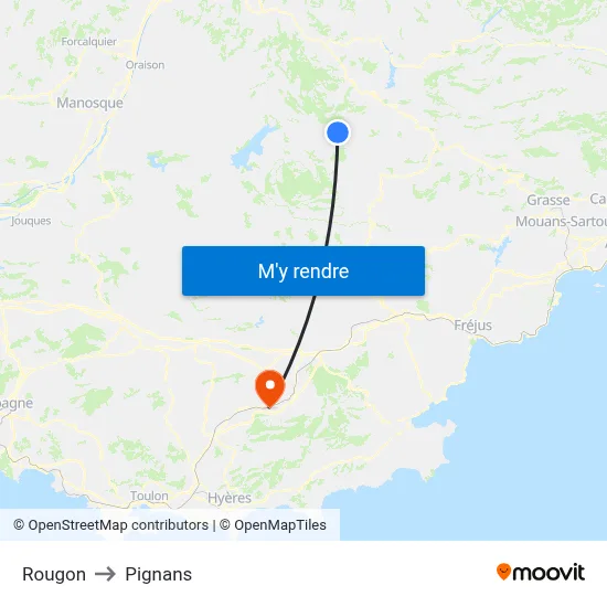 Rougon to Pignans map