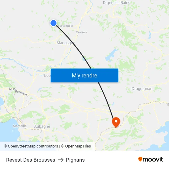 Revest-Des-Brousses to Pignans map
