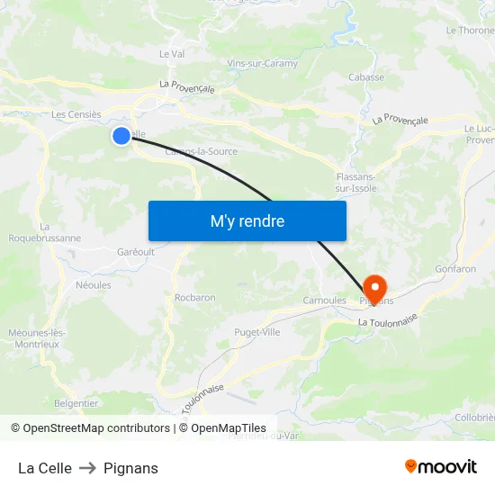 La Celle to Pignans map
