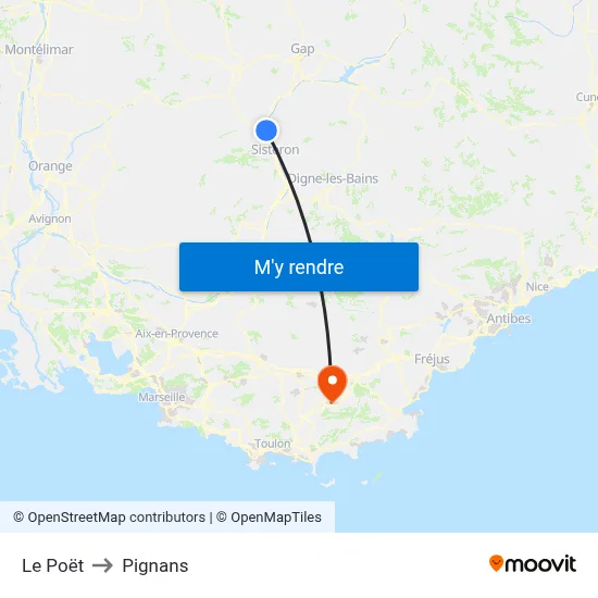 Le Poët to Pignans map