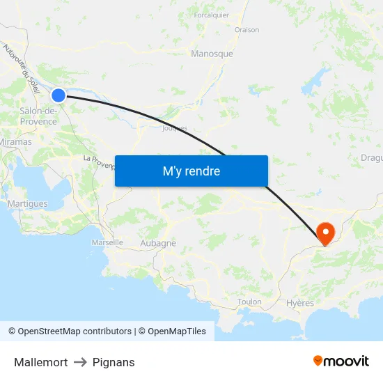 Mallemort to Pignans map