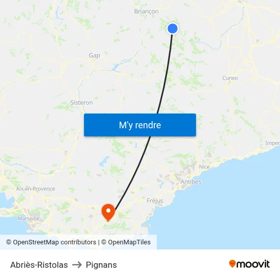 Abriès-Ristolas to Pignans map