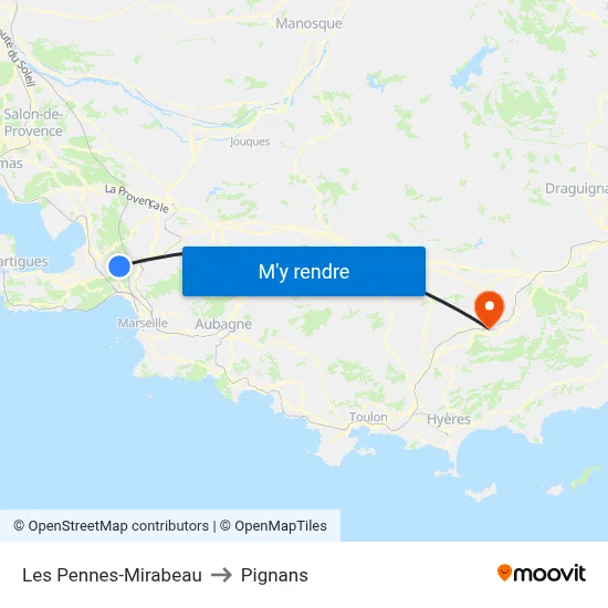 Les Pennes-Mirabeau to Pignans map