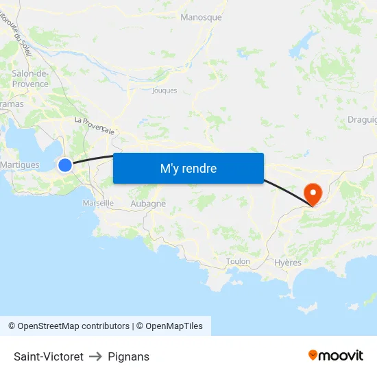 Saint-Victoret to Pignans map