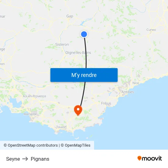 Seyne to Pignans map