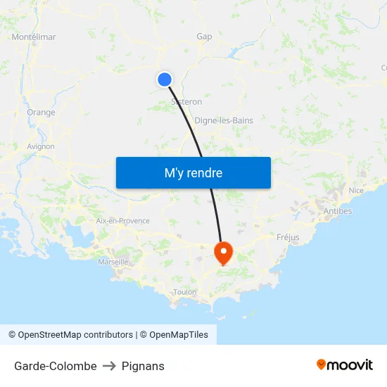 Garde-Colombe to Pignans map