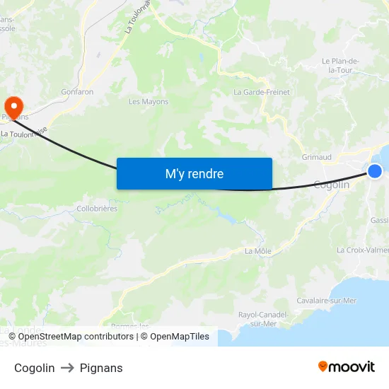 Cogolin to Pignans map