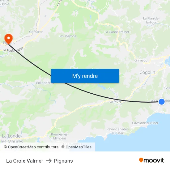 La Croix-Valmer to Pignans map