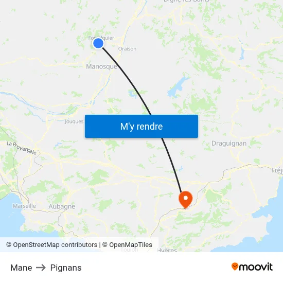 Mane to Pignans map