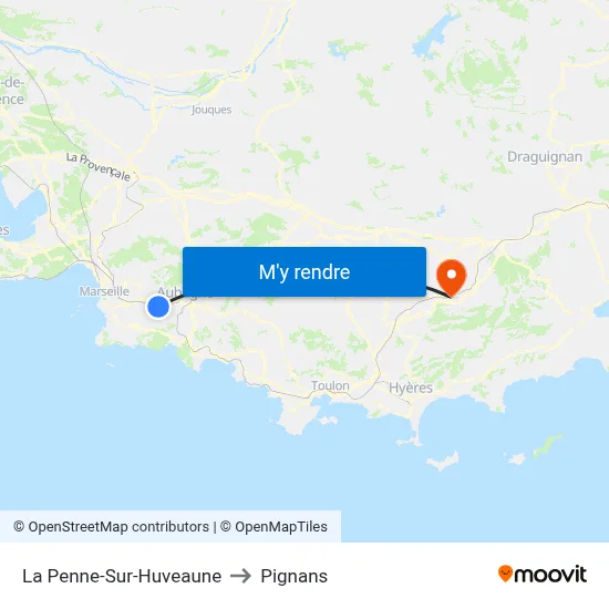 La Penne-Sur-Huveaune to Pignans map