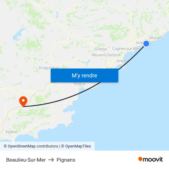 Beaulieu-Sur-Mer to Pignans map