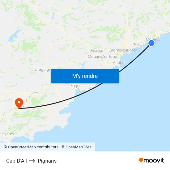 Cap-D'Ail to Pignans map