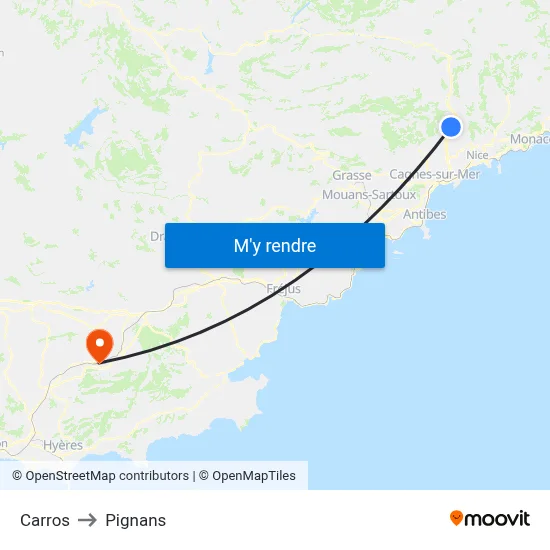 Carros to Pignans map