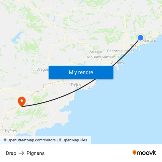 Drap to Pignans map