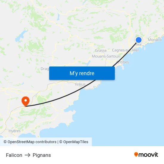Falicon to Pignans map