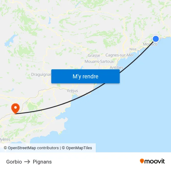 Gorbio to Pignans map