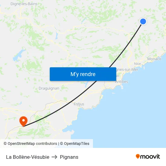 La Bollène-Vésubie to Pignans map