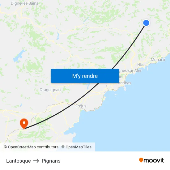 Lantosque to Pignans map
