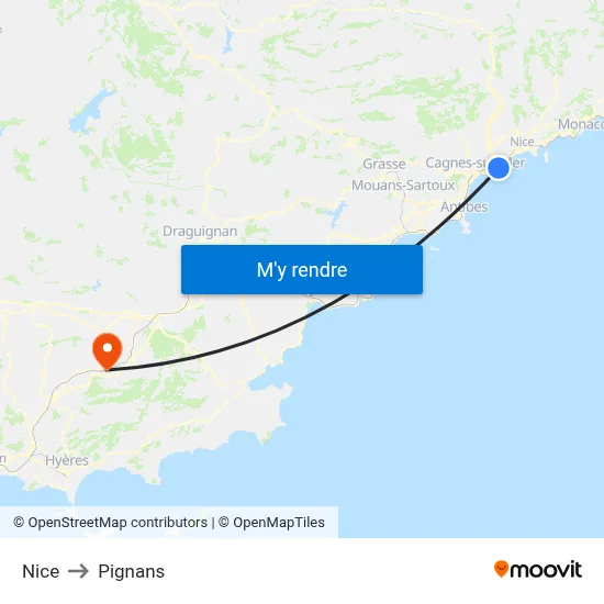 Nice to Pignans map