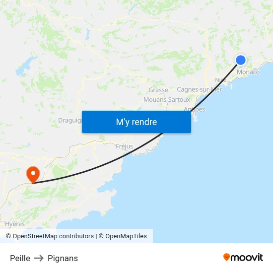 Peille to Pignans map