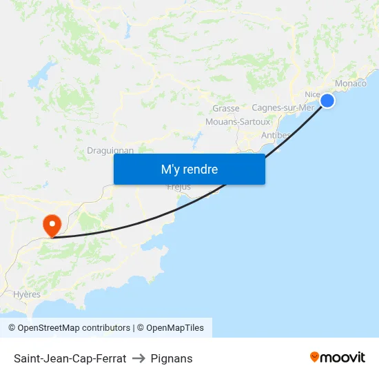 Saint-Jean-Cap-Ferrat to Pignans map