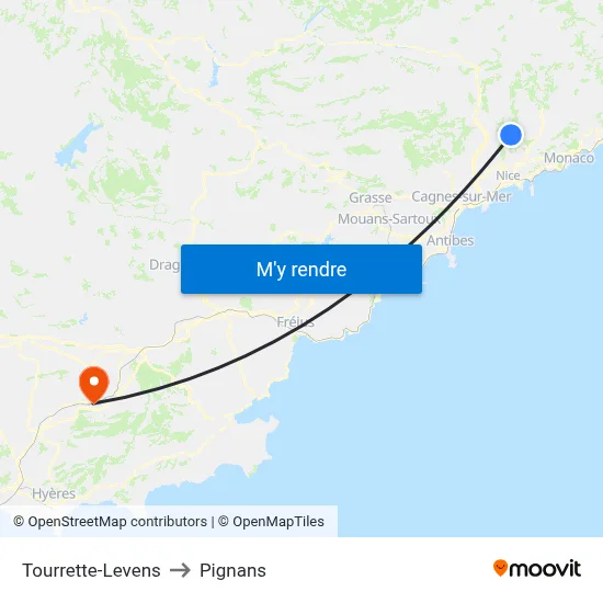 Tourrette-Levens to Pignans map