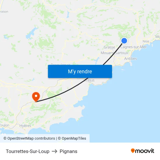Tourrettes-Sur-Loup to Pignans map