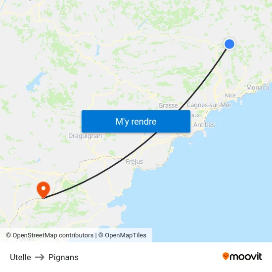Utelle to Pignans map